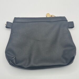 🌹 Betsey Johnson Zipper Leather Clutch w/ Floral Interior – Convertible! 🌹